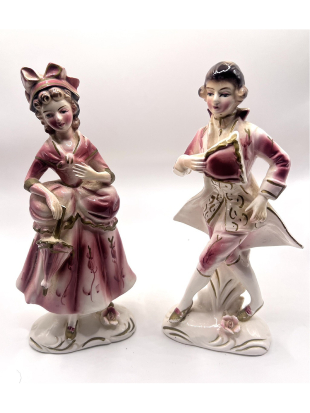 Vintage Victorian Couple Figurines Set of 2 Man Woman Made in Japan
